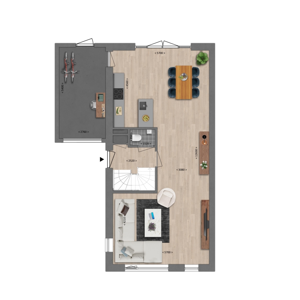 Plattegrond afbeelding voor 8 luxe twee onder een kap woningen ( XL en 2873